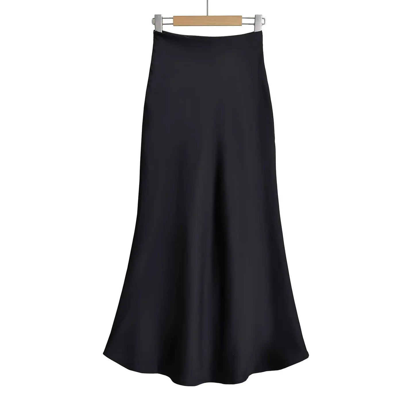 KADUWAKI Summer Long Black Satin Skirts Spring Straight Maxi Champagne Skirts Elegant Women Satin Silk Skirts Long Brown 니트 스커트