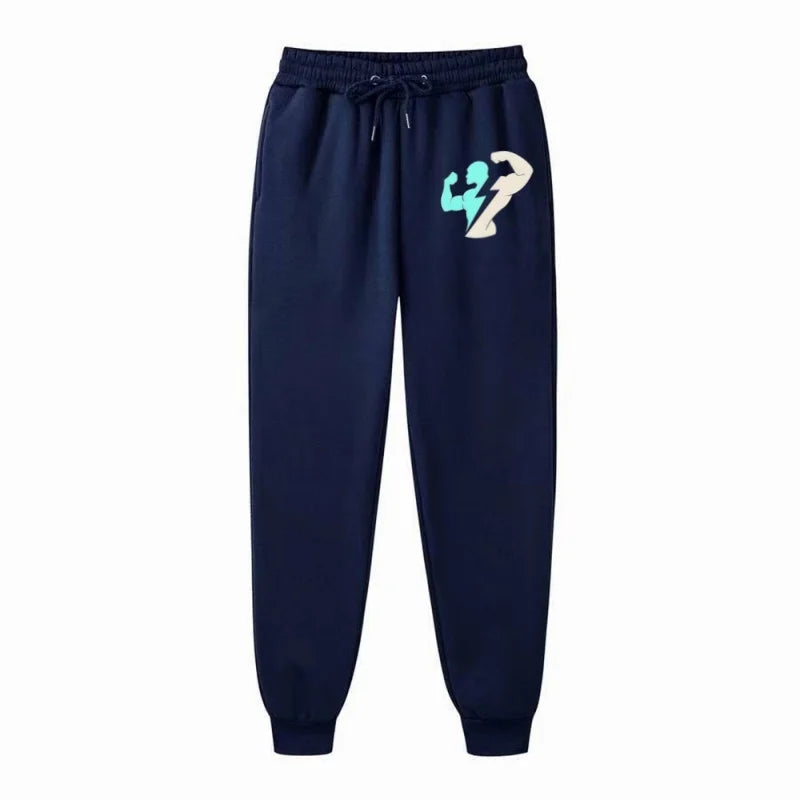 Athletic Performance Men's 100% Cotton Gym Long Pants Elastic Waist Drawstring Sweat-Absorbing Comfortable Trousers