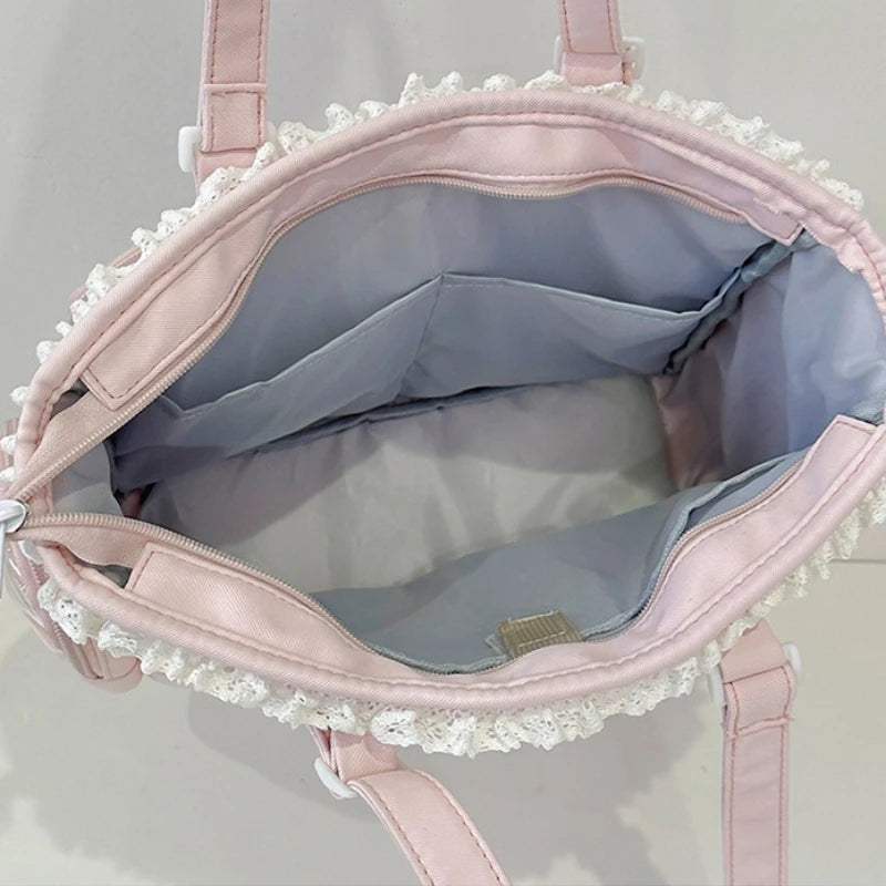 Japan Style Preppy Messenger Bag with Cute Bow Anime Shoulder Crossbody Bag For Sweet JK Girls Tote Bag