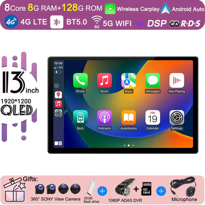 13 inch Android 15 Carplay Auto Car Radio For Ford Transit Custom 2013-2018 Multimedia Video Player Navigation Stereo GPS Audio