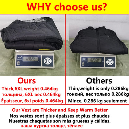 17/13/9 Bereiche USB-Heizjacke Herren Damen Elektrische Heizweste Heizweste Beheizbarer Bodywarmer USB-Innenheizweste Veste