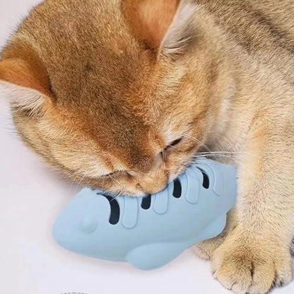 Interactive Fish Shaped Cat Toy Silicone Catnip Chew Toy Treat Dispenser For Boredom Relief Teeth Cleaning Pet Supplies