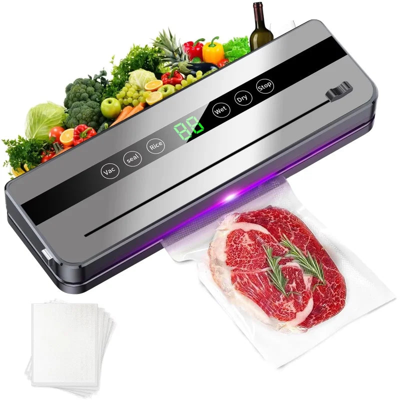 Electric Vacuum Sealer Built-in Cutter Kitchen Food Storage Seal Touch Button Dry/Wet Food Package Sealer Kitchen Vacuum Sealer