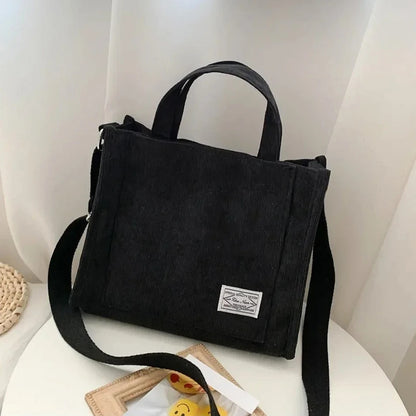 Women's Canvas Casual Tote Bag Retro Art Canvas Crossbody Bags for Women Corduroy Zipper Shoulder Handbags Luxury Designer Sac