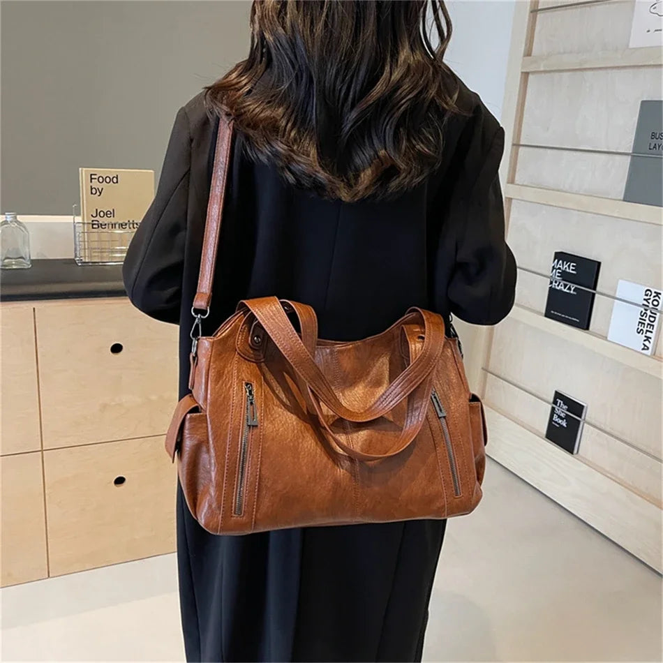 Winter Female Handbag Large Capacity Shoulder Bags Big Tote Bag Ladies Soft Leather Hobos Messenger Bags Women Shopper Bag Sac