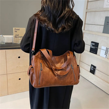 Winter Female Handbag Large Capacity Shoulder Bags Big Tote Bag Ladies Soft Leather Hobos Messenger Bags Women Shopper Bag Sac