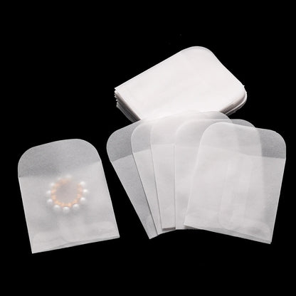 50Pcs White Translucent Jewelry Storage Bag For Card Earring Necklace Bracelet Gift Packaging Storage Mini Envelopes Wholesale