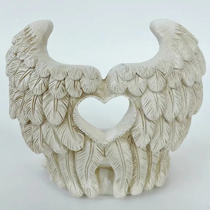 Angel Wings Heart Feather Crystal Ball Base Resin Statue for Home Decor Tabletop Display Stand Home Decor