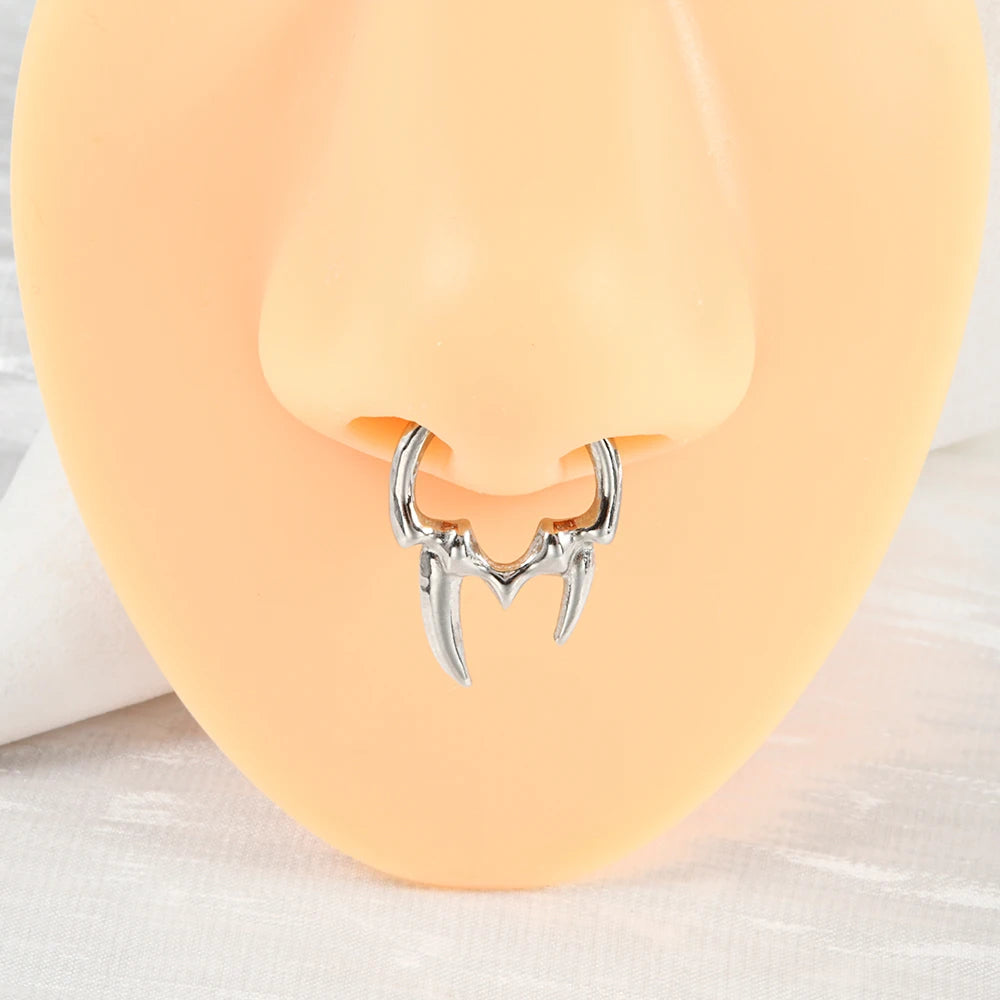 5-1PCS Stainless Steel Non Piercing Nose Clip Cone Bull Punk Unique Fake Nose Septum Ring Non-pierced Body Jewelry Unisex