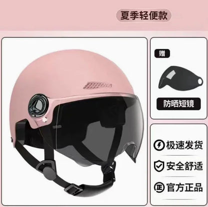 Motorcycle Open Face Helmet with Visor, Safety Scooter Helmet for Electric Bike & Cycling