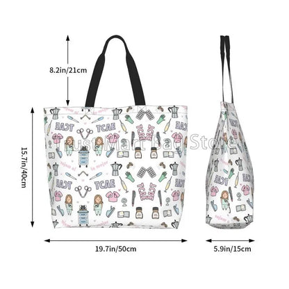 Custom Enfermera En Apuros Doctor Nurse Medical Large Capacity Tote Bag Shoulder Bag Handbags for Women Grocery Shopping Bags