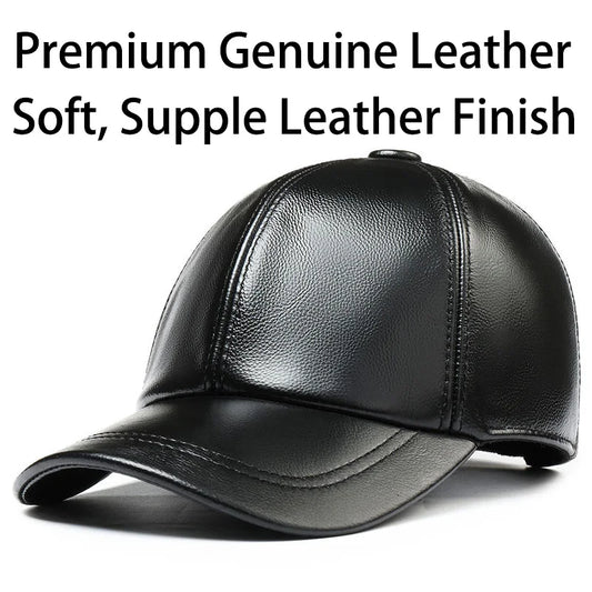 Leather Hats for Men Adjustable Head Circumference Thin Spring Autumn Style Middle-Aged And Elderly Caps