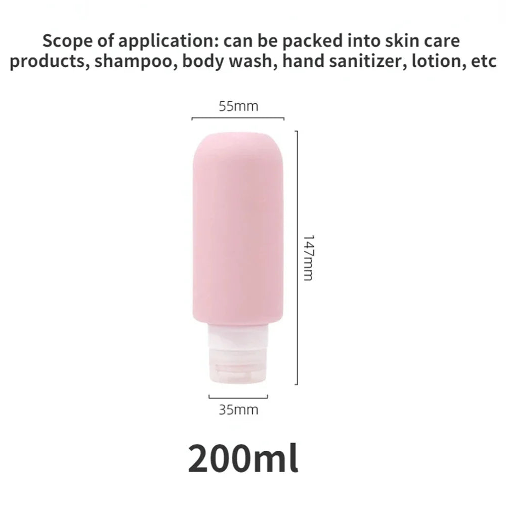 Travel Botttle 200ml Large Capacity Refillable Bottle Travel Soft Silicone Lotion Shampoo Container Squeeze Tube Empty Bottle