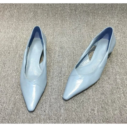 Shoes for Woman 2026 Comfortable Women's Summer Footwear Moccasins Blue Low Heel Elegant Pointed Toe High Quality Popular Young