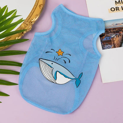 Fashion Summer Mesh Dog Cat Clothes Breathable Thin Puppy Kitten Vest Cute Cartoon Print Pet Clothing for Small Medium Dogs
