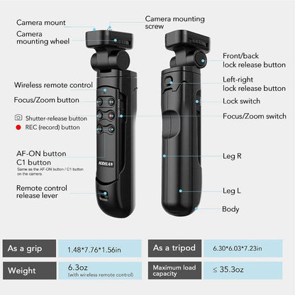 AODELAN Wireless Shooting Grip Tripod for Sony with Camera Remote Control for Still, Video, Vlogging for Sony ZV-E10 A6700 A7IV