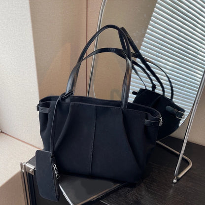 Suede Shoulder Bags for Women Large Suede Totes Lightweight Underarm Bag Casual Shopper Handbag Solid Color Travel Bucket Bags
