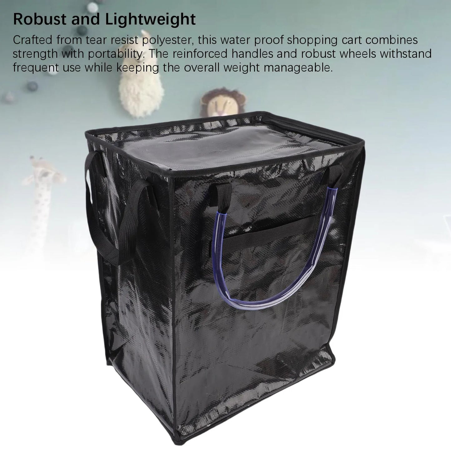 Reusable Grocery Bag On Wheels Water Proof Large Capacity Rolling Tote Bag with Reinforced Handles