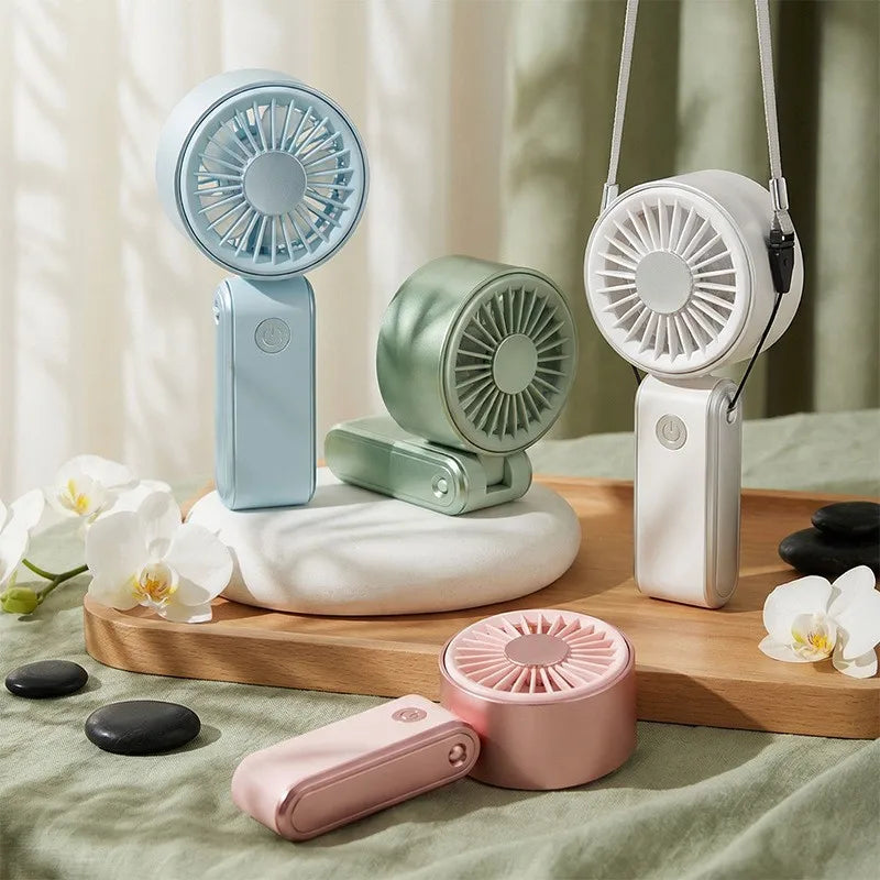 Portable Mini Handheld Fan Usb Rechargeable Foldable Strong Wind 3 Speed For Outdoor Travel Office Personal Cooling Small Gift