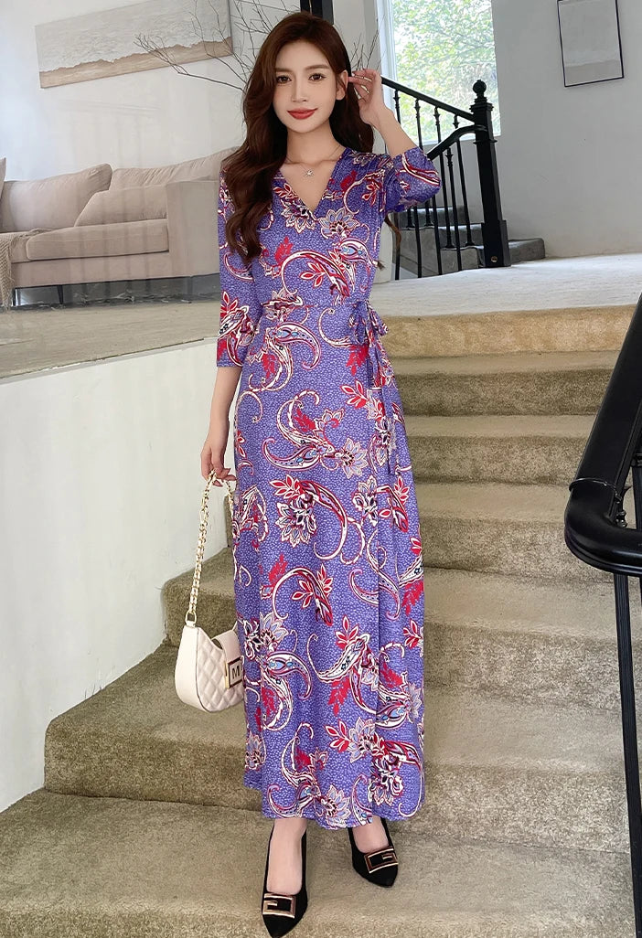ZAROY Women Wrap Long Dress Summer Sexy V Neck Side Split Party Club Dress Chic Streetwear Elegant Evening Slim Beach Vestidos