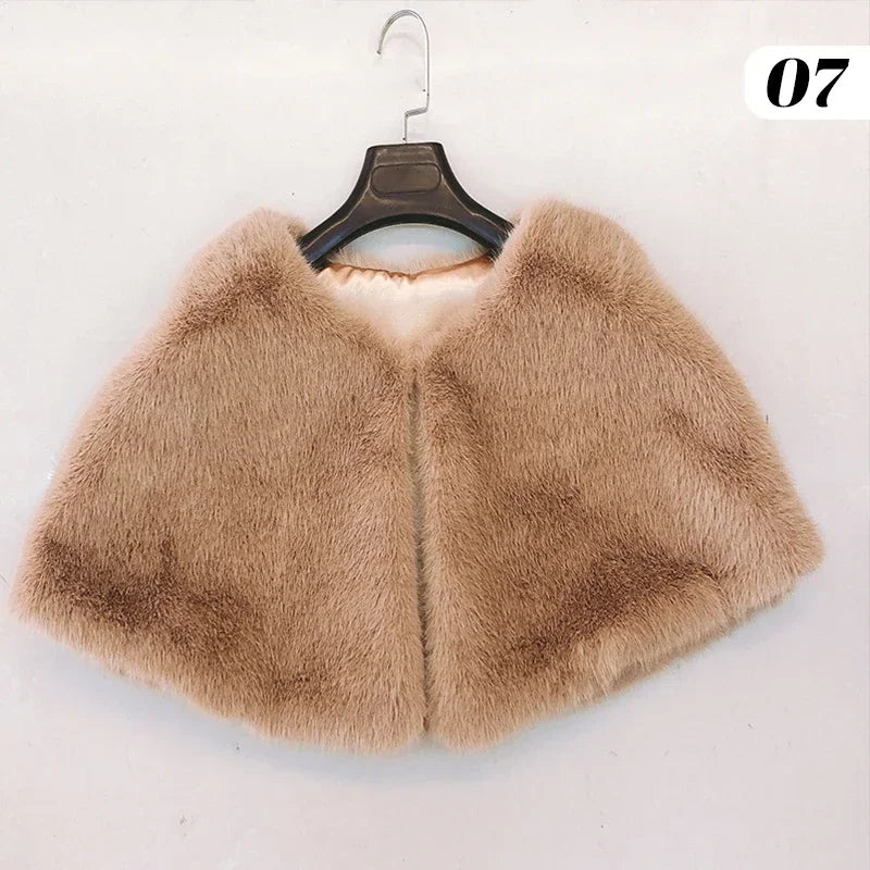 110cm Fur Shawl Wedding Wrap For Formal Dress Cheongsam Married Outerwear Bridal Cape Autumn Winter Jacket Bolero