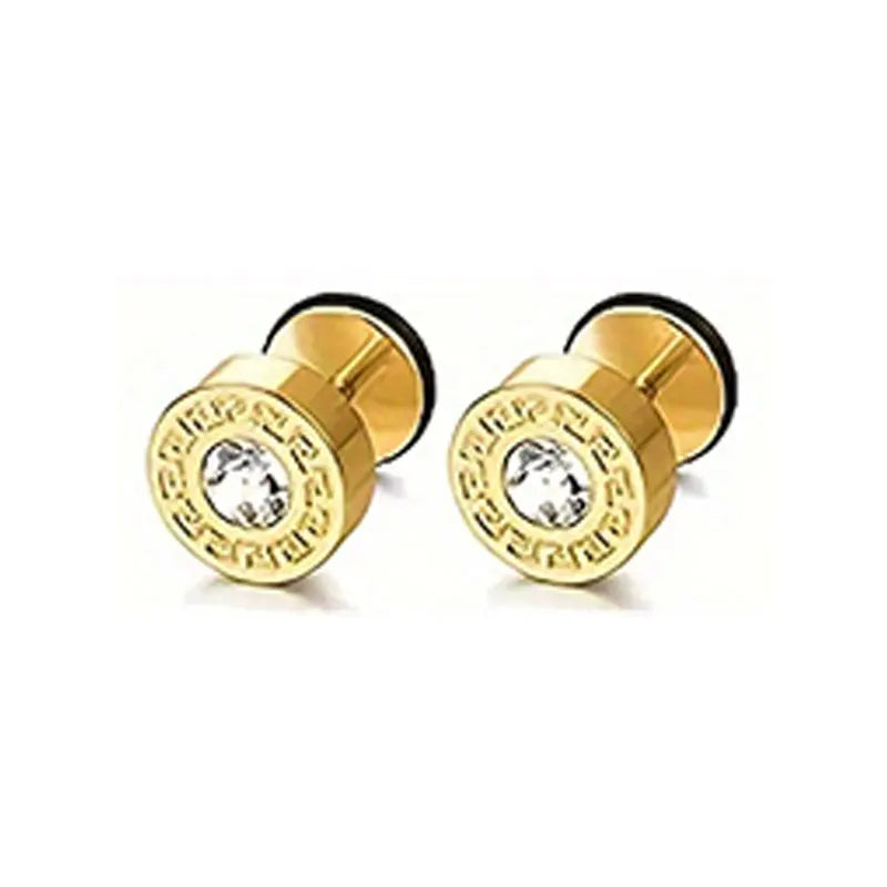 21 pairs of men's stainless steel earrings, circular CZ earrings, hypoallergenic earrings, unisex perforated earrings