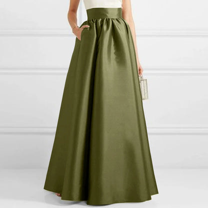 ZANZEA Summer Elegant High Waist Solid A-line Maxi Skirt Fashion Women Party Long Skirts Casual Jupe OL Work Satin Faldas Saia