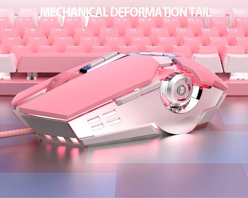 G30s Pink Mouse with RGB Backlit Light  Silence Click Wired Mice for PC