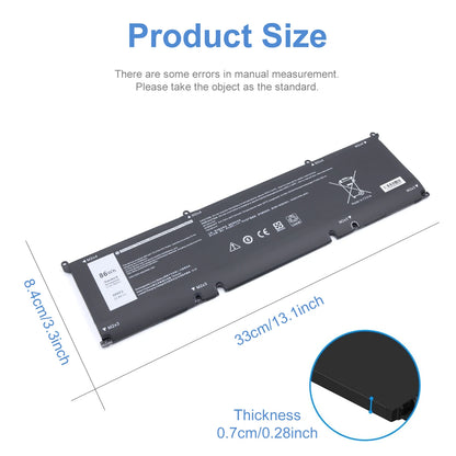 69KF2 86WH Battery for DELL XPS 15 9500 9510 9520 9530 Precision 5550 5560 G15 5511 5520 5515 5521 G7 15 7500 P91F P87F