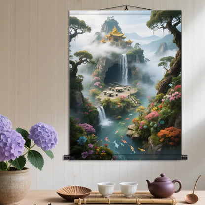 Landscape Painting, Living Room Corridor Background Wall Silk Scroll Painting Aesthetic Room Decor Wall Decoration Tapestry