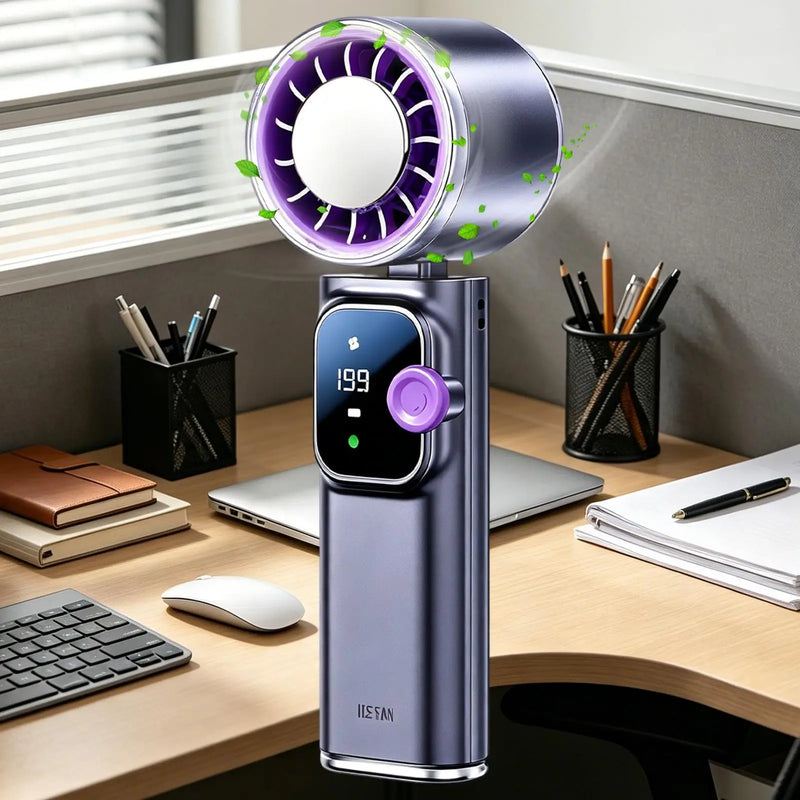 Portable Fan 199-Speed Foldable Low-Noise 4000mAh Rechargeable Summer Tool Small Pocket Fan For Beach Vacation Outdoor Indoor