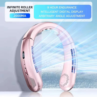 Lenovo 20000mAh USB Hanging Neck Fan New Portable Bladeless Mini Rechargeable Mute LED Digital Display Electric Fans Air Cooler