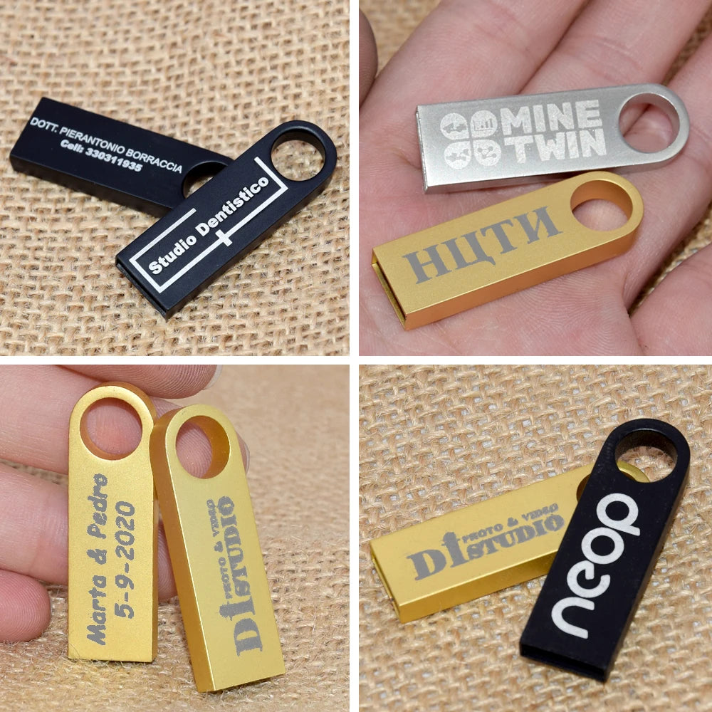 50PCS/lot Free Custom Logo Pendrive 16GB USB Creative Metal Key USB 2.0 Flash Drive Pendrive 4GB 8GB 32GB 64GB Memory Stick