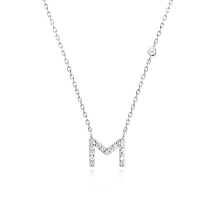 VEWANT New 925 Sterling Silver Monogram Initial Letter A M Pendant Long Chain Necklace Crystal Fine Jewelry Luxury Fine Jewelry