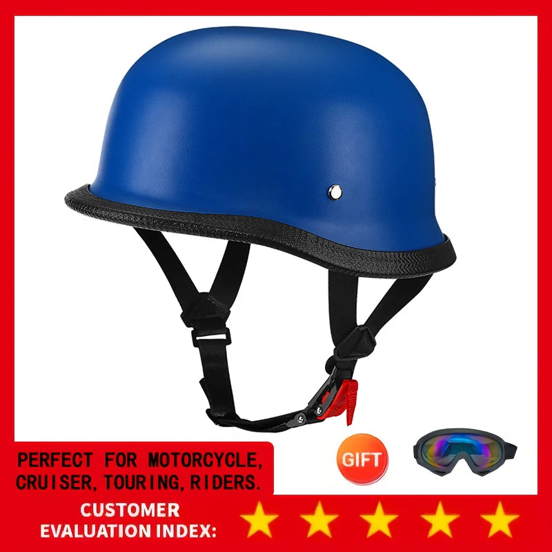 Motorcycle Half Helmet German Leather Vintage Helmet Casco Moto Motorcycle Open Face Helmet Biker Pilot DOT Certification M-L-XL