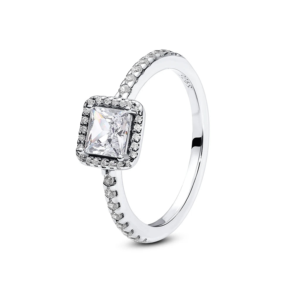 925 Sterling Silver Rings For Women Original Crown Love Heart Wishbone Engagement Wedding Rose Gold Crystal Ring Luxury Jewelry
