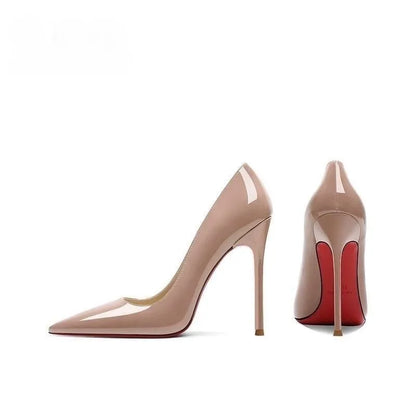 Heels for Women 2026 Trend Leather Luxury Red Bottom High Heels 9cm Pointed Toe Stiletto Pumps Elegant Sexy Party Wedding Shoes