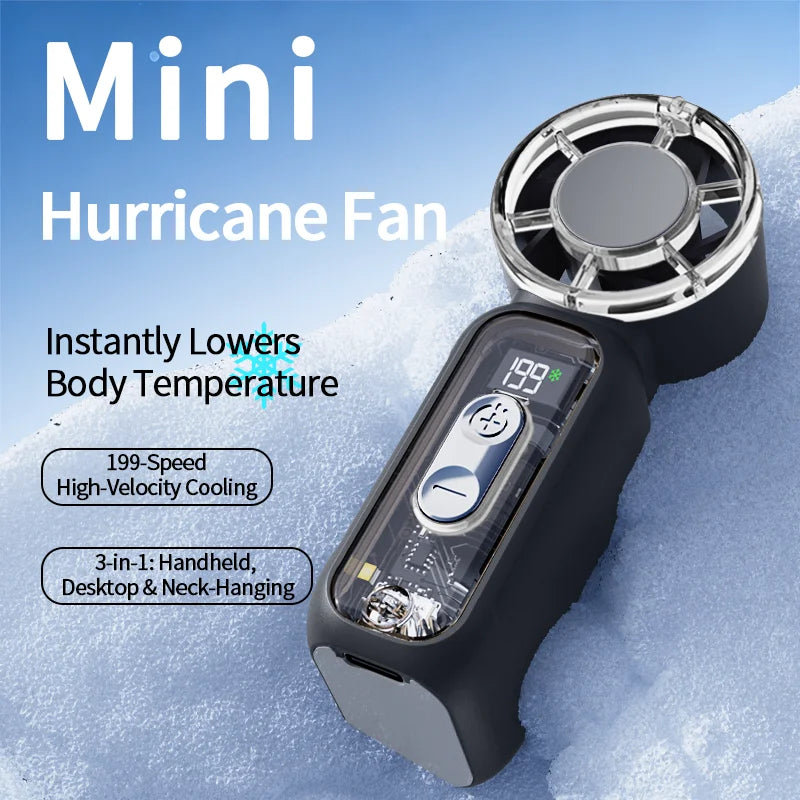 Best Selling Summer Super Mini Rechargeable Handheld High Speed Fan Powerful Wind Ultra-Quiet Fan Digital Display
