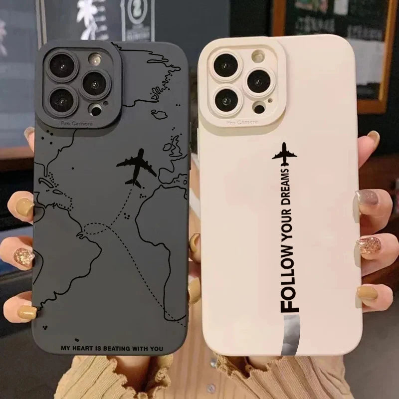 Travel-nspired Airplane Route Desian Phone Case For Xiaomi Mi 14 13 12T 13T 11T Pro 11 Lite 5G NE Poco F6 F5 X5 Pro Soft Cover