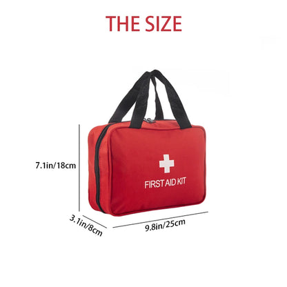 Durable first-aid kit containing essential care items for grazes, abrasions and sprains. A dependable emergency essential.