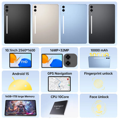 2025 Original Intelligent S10 Ultra Tablet 10.1inch High-definition 4K Android 15 16GB+1TB 10000mAh 5G Dual Card