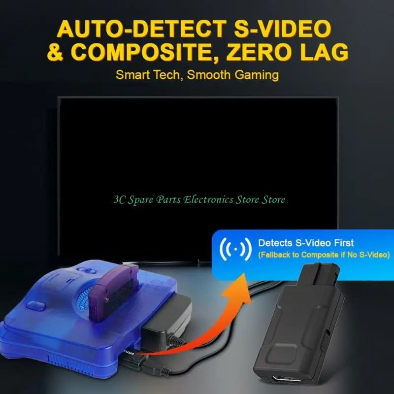 SZ Gaming Accessories for Game Console Auto Identifying S-Video AV Portable