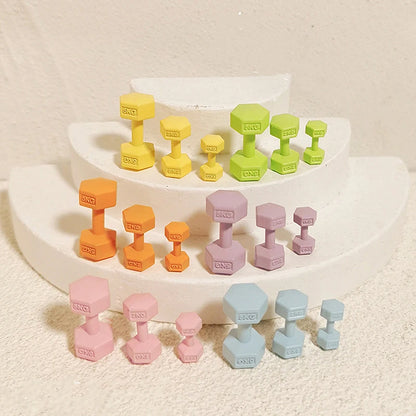 [JN] 1Pcs 1/12 Dollhouse Miniature Barbell Dumbbells Fitness Gym Mini Dumbbells Model Toys Weights Lifting Equipment Accessories