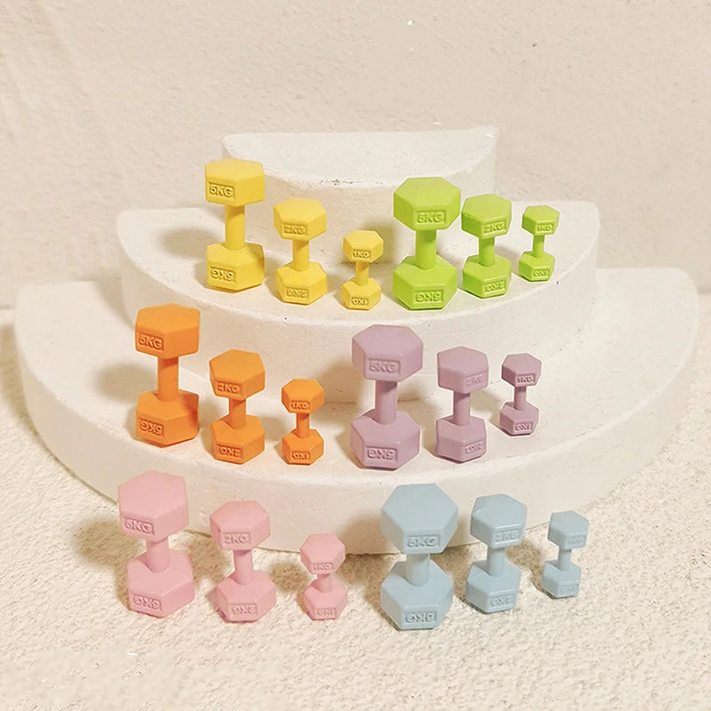 [JN] 1Pcs 1/12 Dollhouse Miniature Barbell Dumbbells Fitness Gym Mini Dumbbells Model Toys Weights Lifting Equipment Accessories
