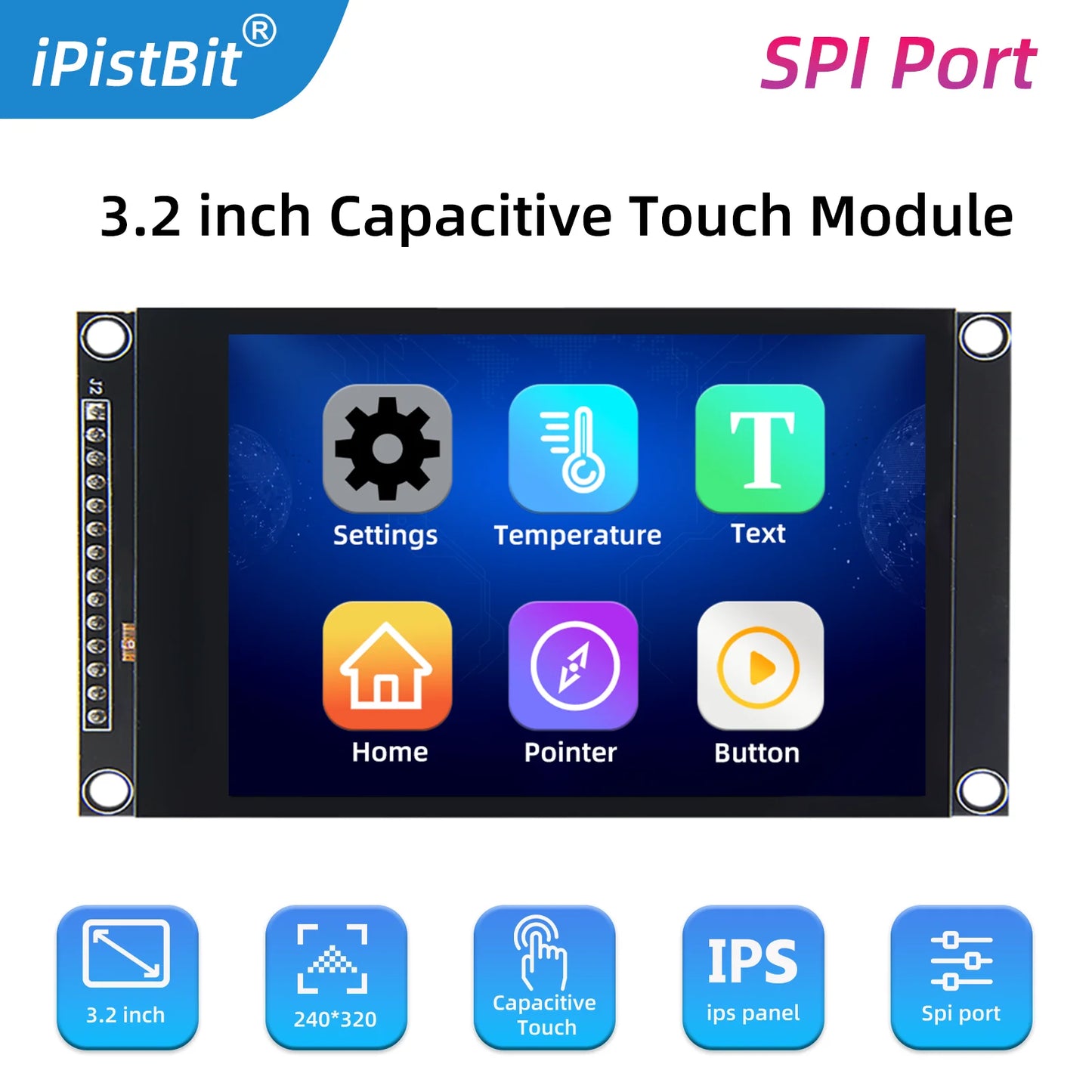 3.2inch SPI TFT LCD Screen Colorful IPS capacitive Touch Display Module ILI9341 240*320 IPS For Esp32&arduino