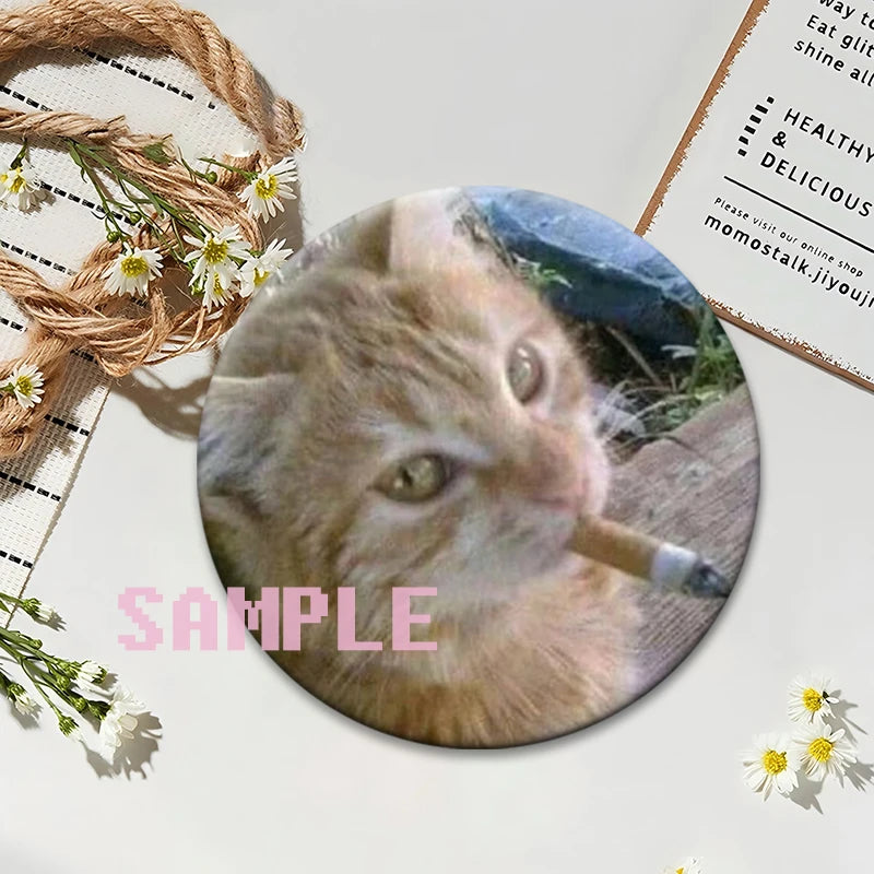 Cute Cats Meme Button Pins Funny Creative Animal Brooches Round Exquisite Tinplate Badge for Backpack Jewelry Accessories Gifts