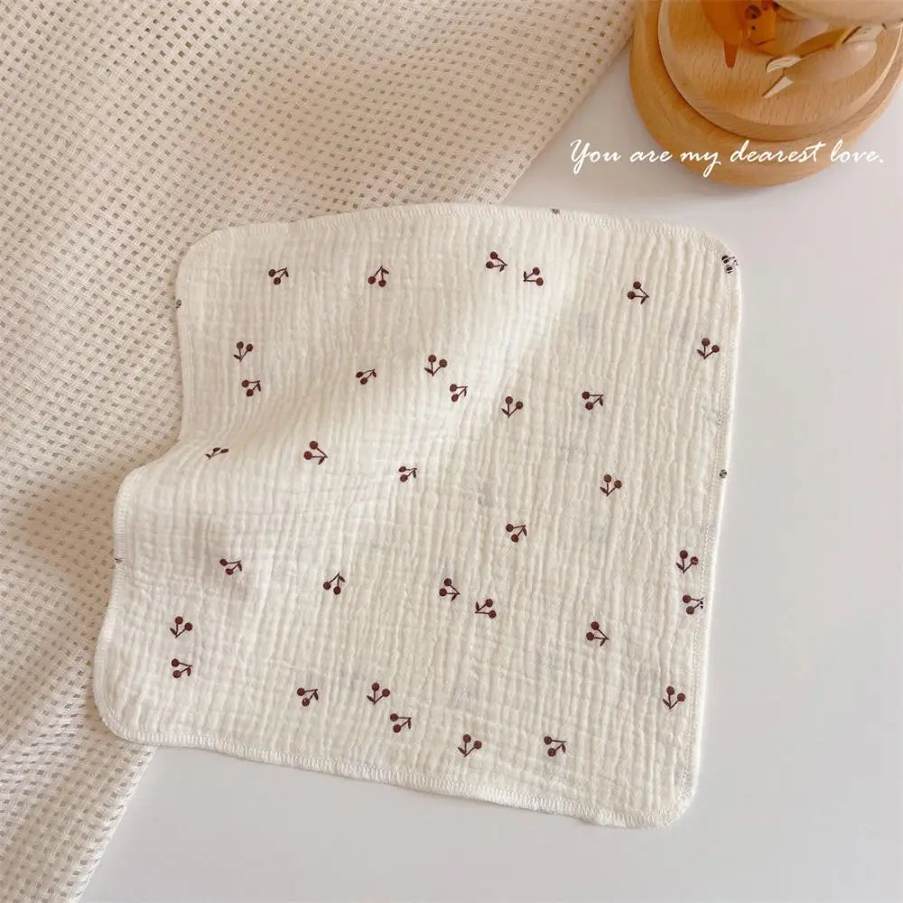 Cotton Baby Face Towel Square Infant Bib Soft Saliva Towel Floral Print Feeding Burp Cloths Children's Absorbent Handkerchief