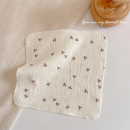 Cotton Baby Face Towel Square Infant Bib Soft Saliva Towel Floral Print Feeding Burp Cloths Children's Absorbent Handkerchief