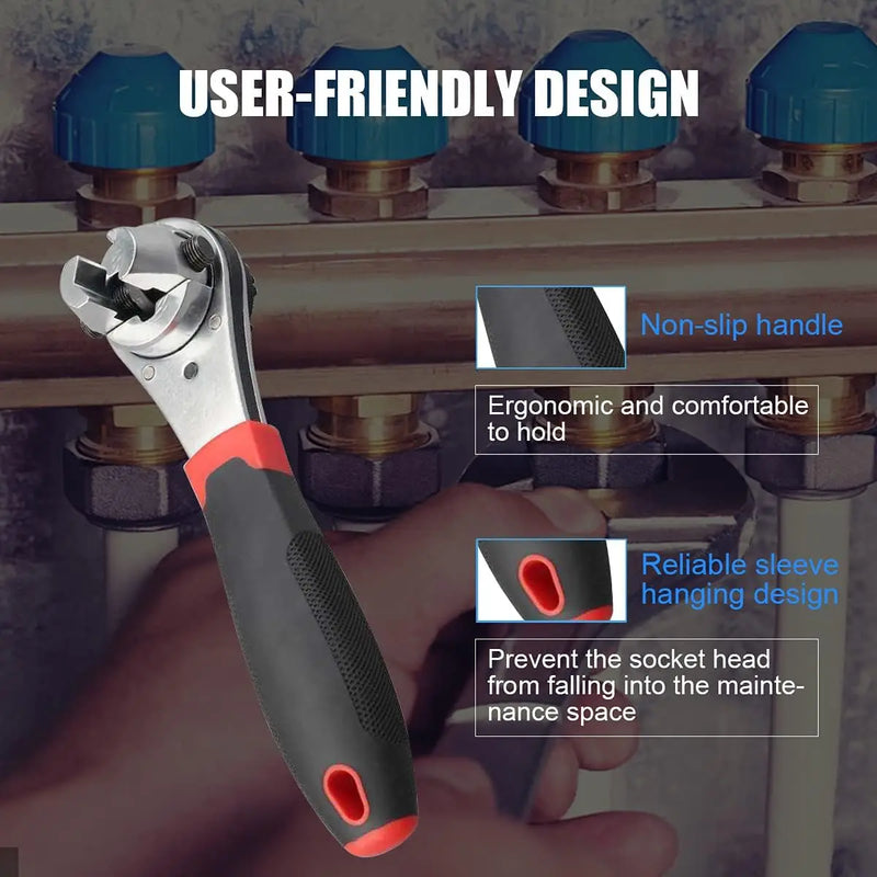 Universal Adjustable Ratcheting Wrench Multifunctional 6-22mm Screw Repair Hand Tools - Ratchet Wrench for Home Auto Repair