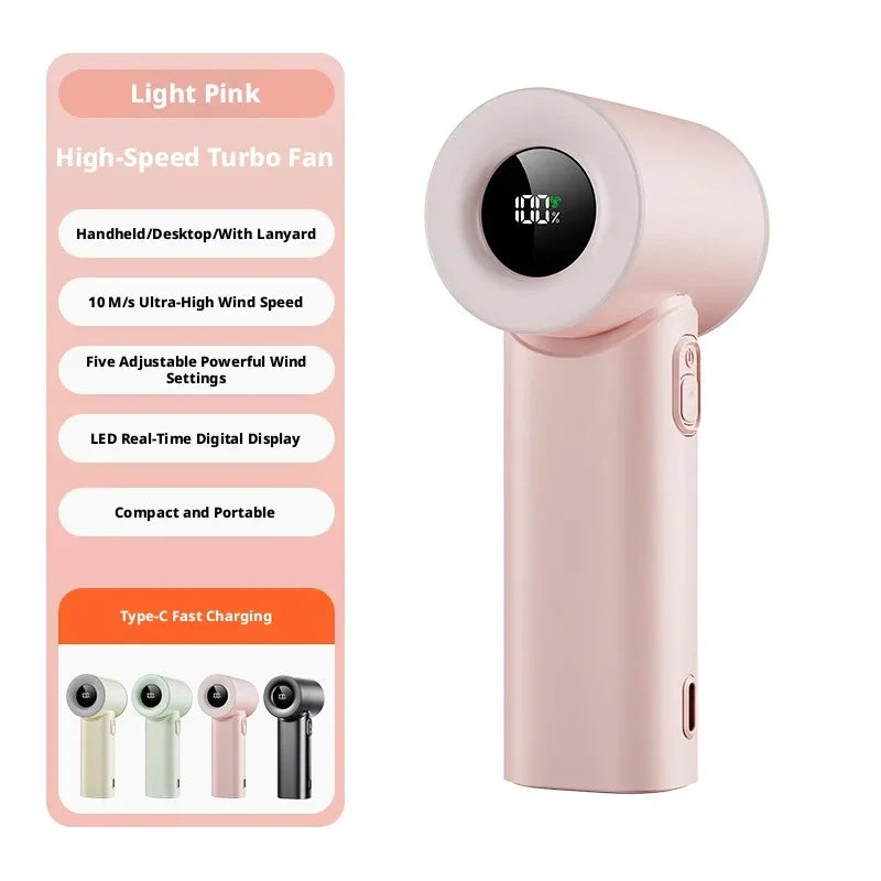 Portable Handheld Fan Mini Personal Highspeed Fan for Travel Outdoor Activities USB Fast Charging Mute Air Calculating Fan